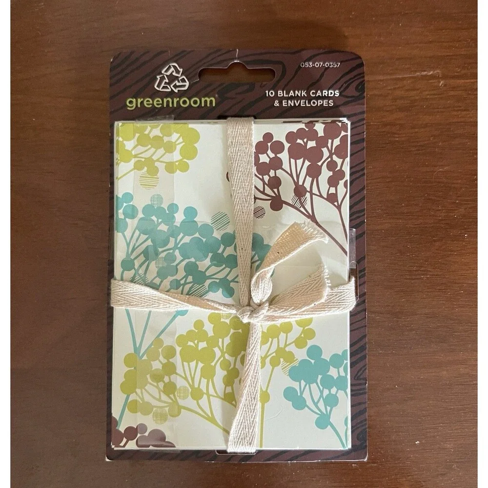 Greenroom Blank Note Cards Set of 10 Cards & Envelopes Multi Floral Botanical